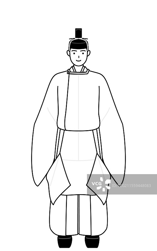 穿着白色衣服并戴着王冠的神社祭司图片素材