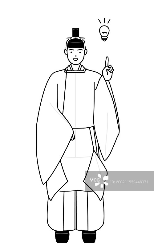 穿着白色衣服并戴着王冠的神社祭司图片素材