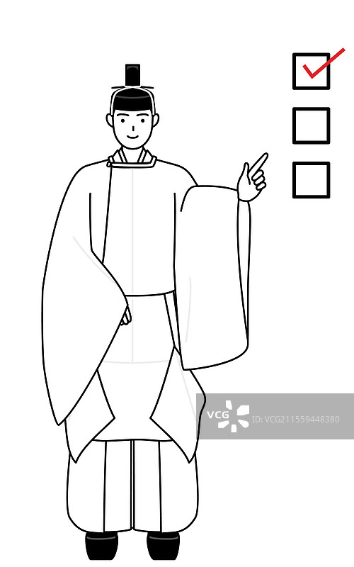 穿着白色衣服并戴着王冠的神社祭司图片素材