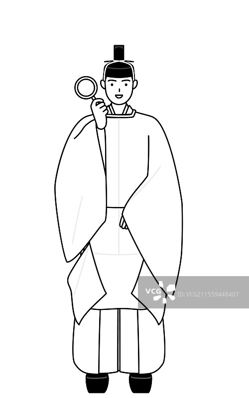 穿着白色衣服并戴着王冠的神社祭司图片素材