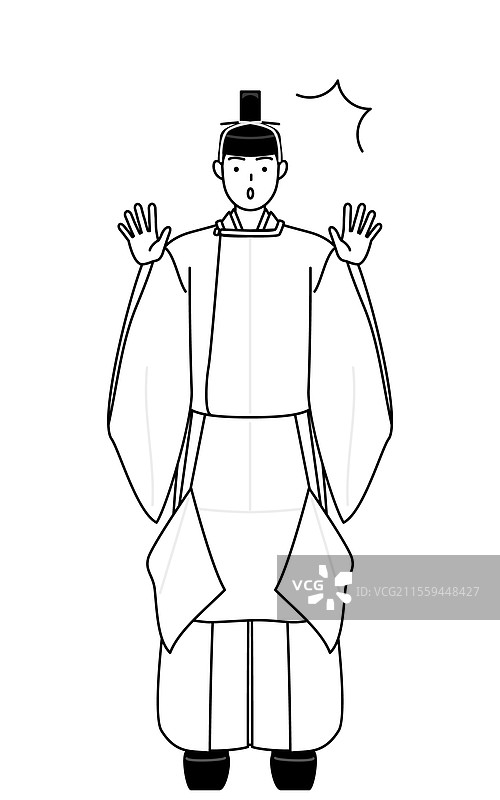 穿着白色衣服并戴着王冠的神社祭司图片素材