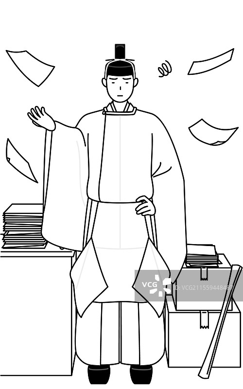 穿着白色衣服并戴着王冠的神社祭司图片素材