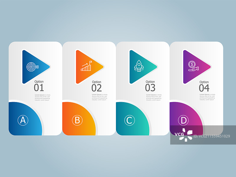 四步彩色信息图表的方形框图片素材