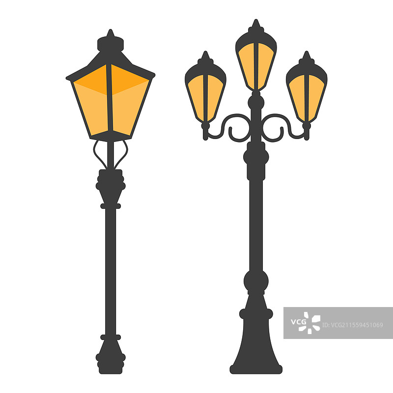复古风格的黑色街灯图片素材