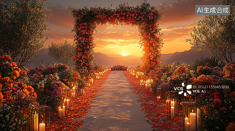 【AI数字艺术】沙特婚礼日落背景图片素材