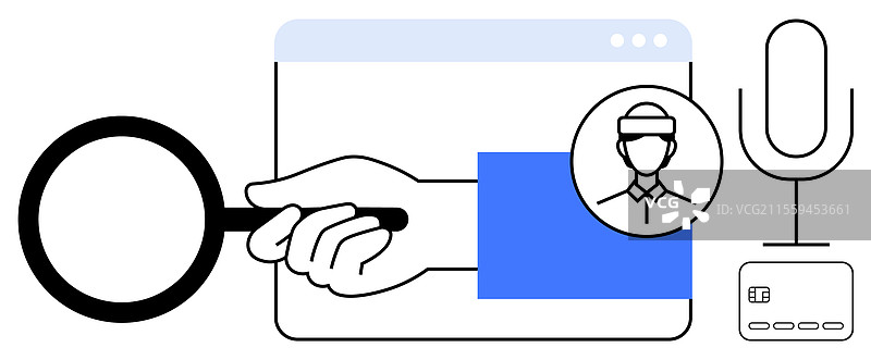 手握放大镜进行网络搜索图片素材