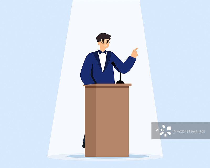 商人在讲台前演讲图片素材