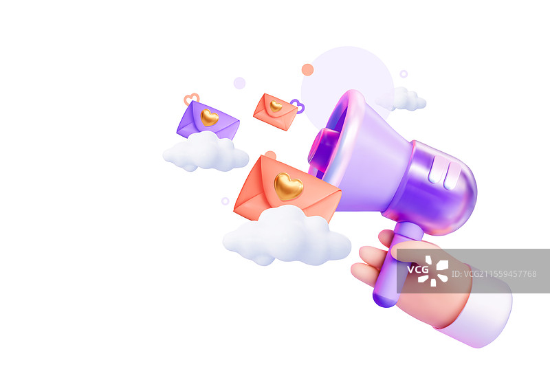 3D手握着一个扬声器，飞舞的字母A图片素材