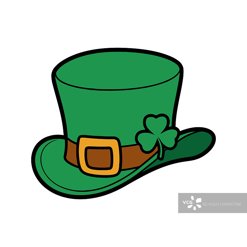 绿色的妖精帽子上有三叶草图片素材