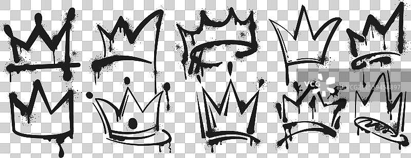 喷漆涂鸦国王皇冠的组合图片素材