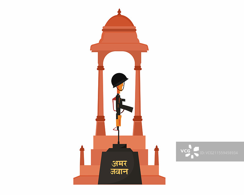 士兵的阿马尔·贾万·乔提头盔和步枪图片素材