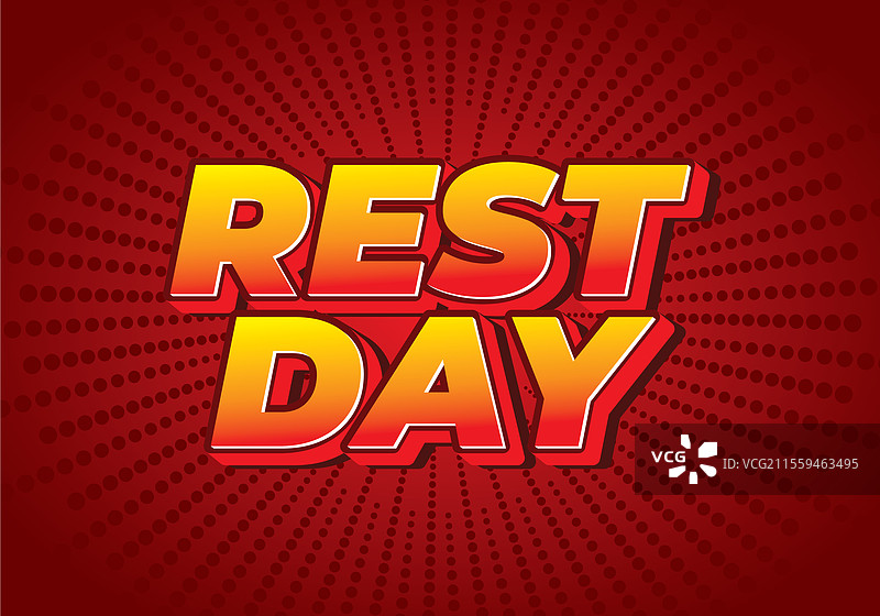 3D风格的休息日文字效果，色彩丰富图片素材