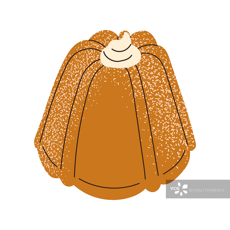 孤立的蛋糕，上面有奶油漩涡和糖粉图片素材