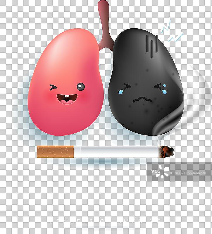 卡通肺部受伤、悲伤、不健康、感染图片素材