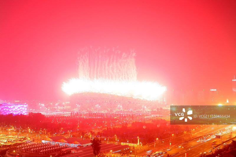 奥运会开幕时的鸟巢图片素材