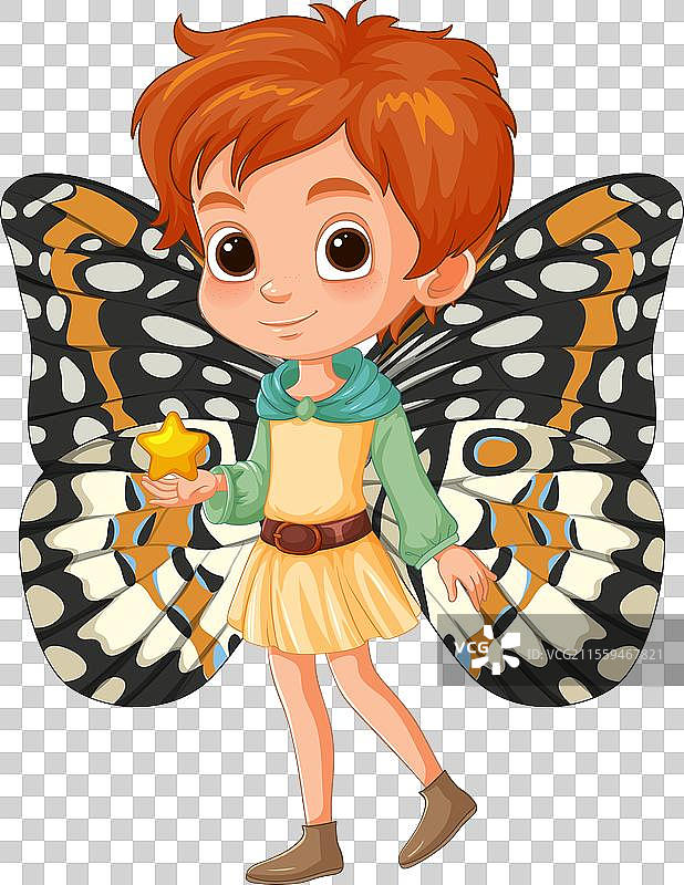 一个拥有蝴蝶翅膀的小男孩图片素材