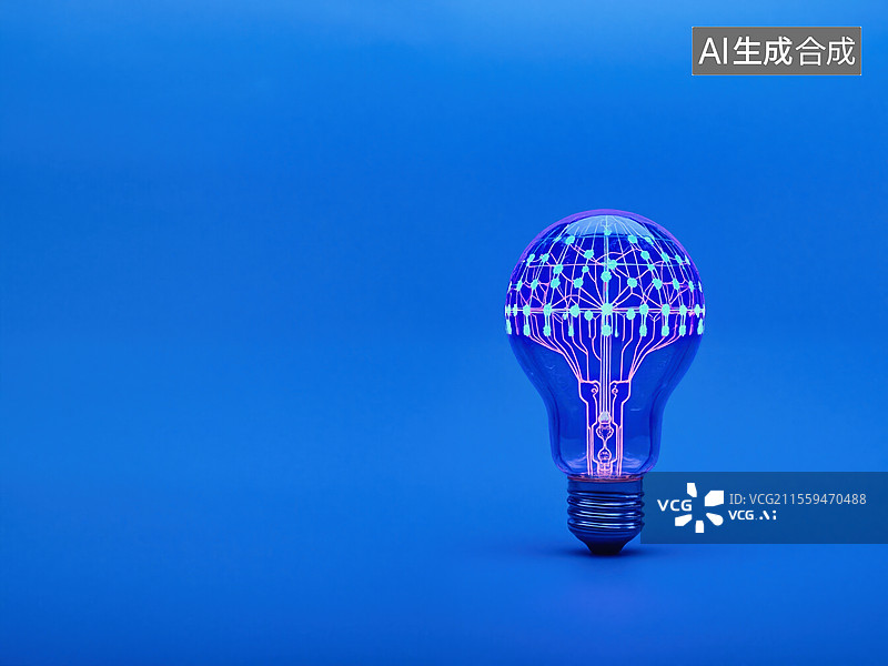 【AI数字艺术】蓝色灯泡图片素材