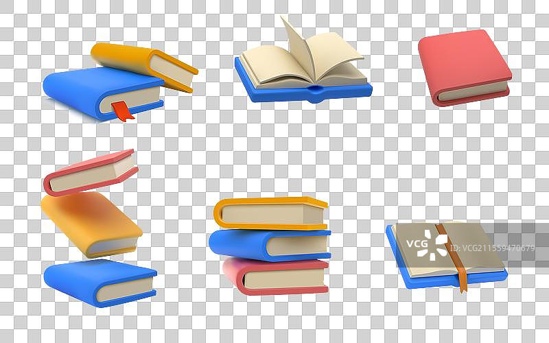 3D书籍、打开和关闭的笔记本以及杂志图片素材