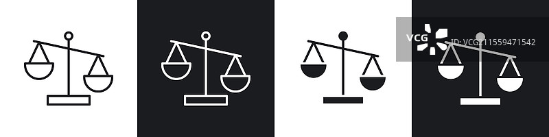 黑白平衡秤图标集合图片素材