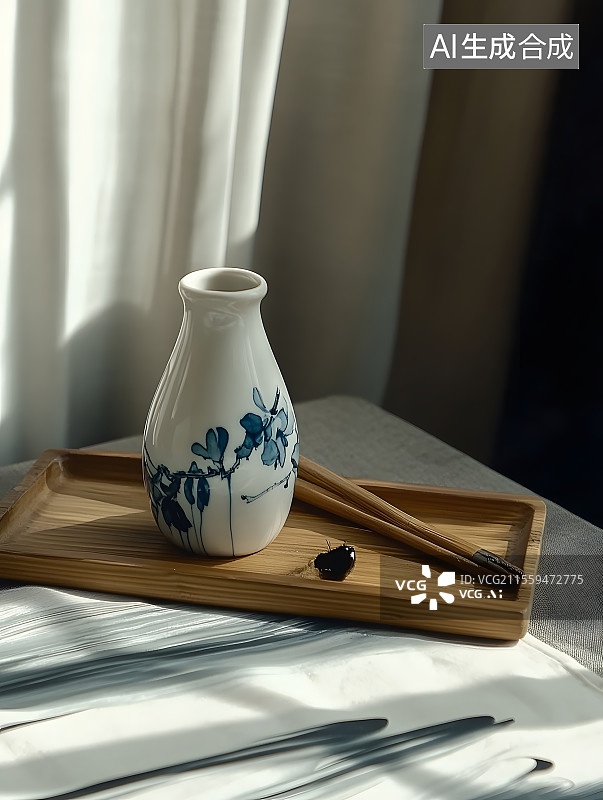 【AI数字艺术】青花瓷国风玻璃瓶，牛奶瓶图片素材