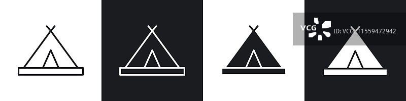 黑白露营图标集合图片素材