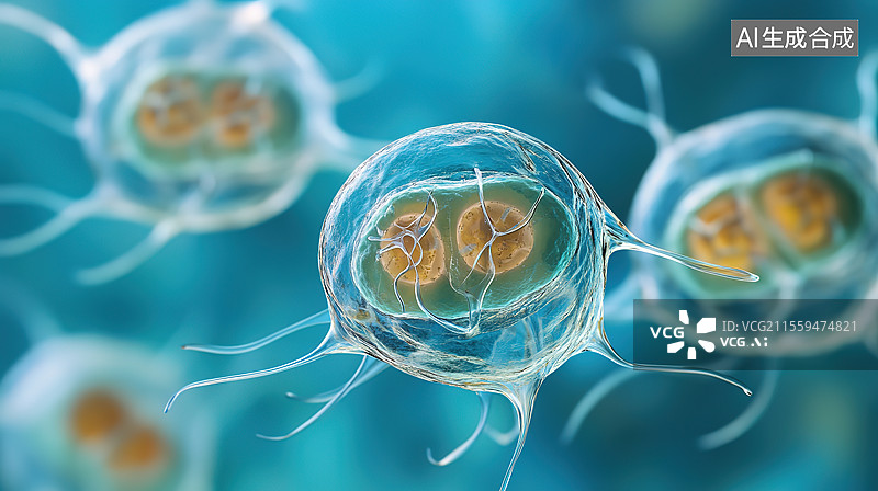 【AI数字艺术】细胞有丝分裂、细胞减数分裂、细胞分化增值插图图片素材