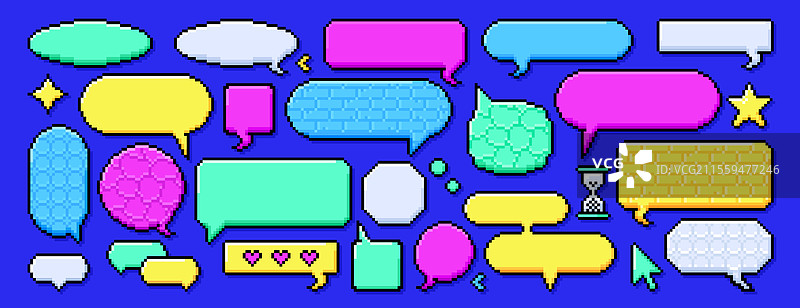 像素对话框和语音气泡闪烁图片素材