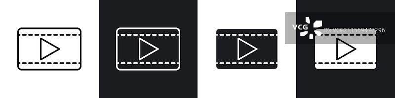 黑白电影图标集合图片素材