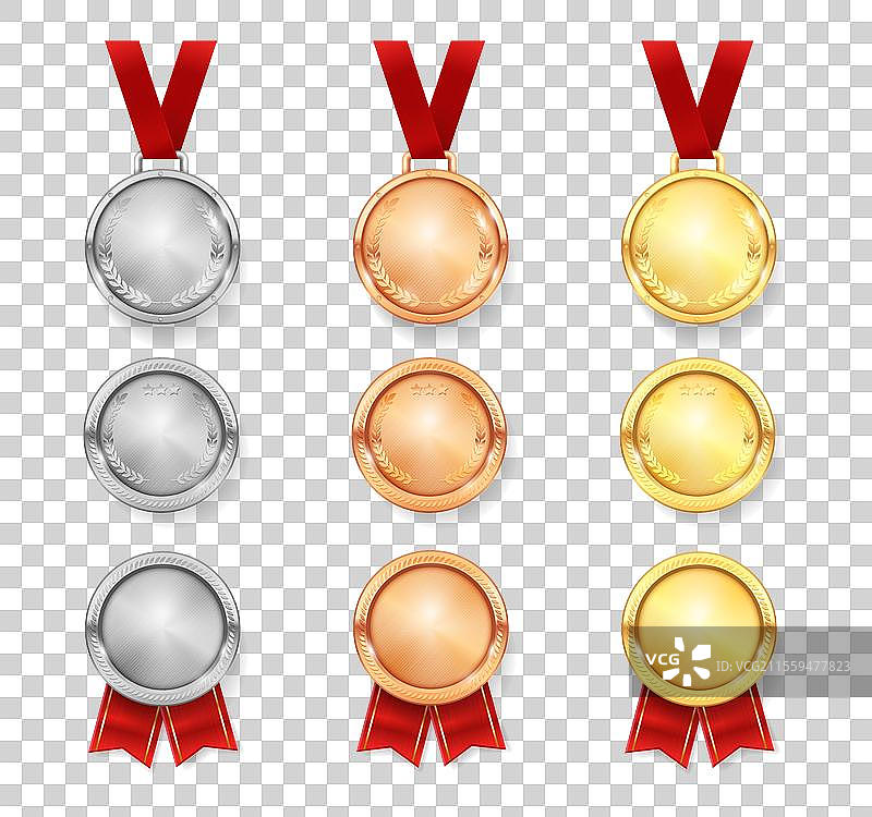 获胜者的奖牌与丝带奖章符号图片素材