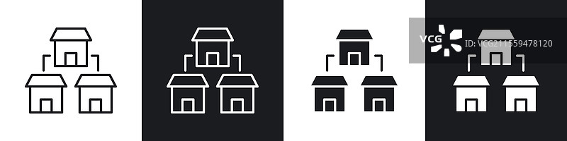 黑白色的特许经营图标集合图片素材