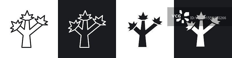黑白色的约书亚树图标集合图片素材