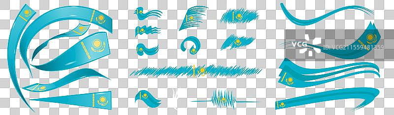 哈萨克斯坦国旗元素在白色背景上图片素材