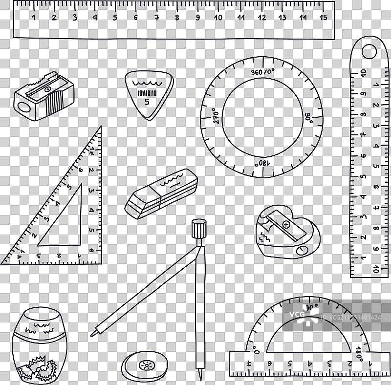 可爱的返校文具涂鸦套装图片素材