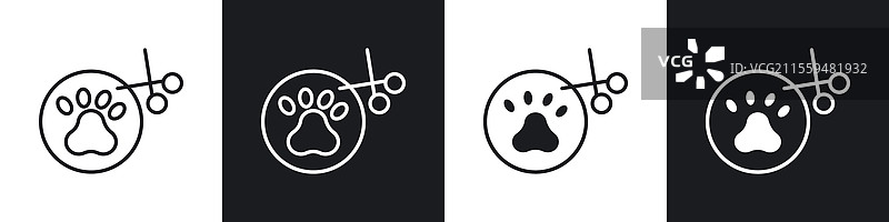黑白宠物美容图标集合图片素材