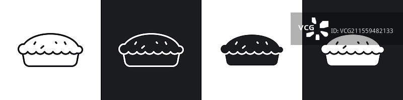 黑白填充的派图标集合图片素材