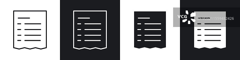黑白色收据图标集合图片素材
