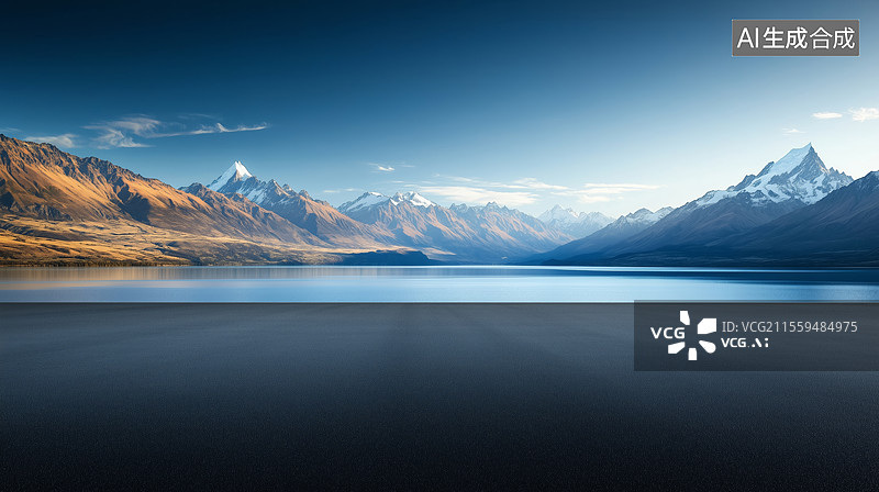 【AI数字艺术】湖光山色的宁静画卷图片素材
