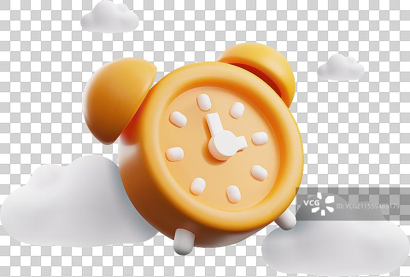 橙色圆形3D闹钟图片素材