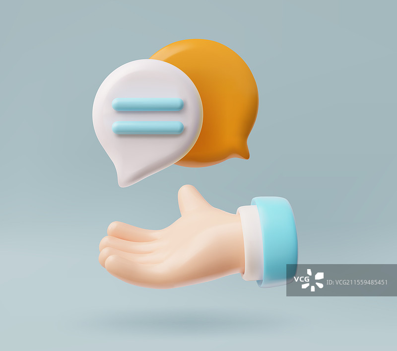 3D手掌上方的对话气泡图片素材