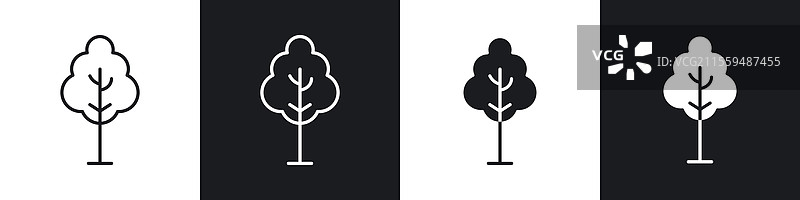 黑白树木免费图标合集图片素材
