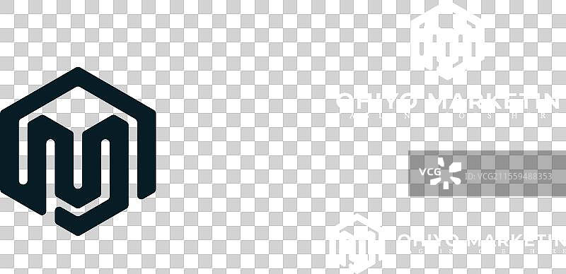 抽象的初始六边形字母OM或MO标志图片素材