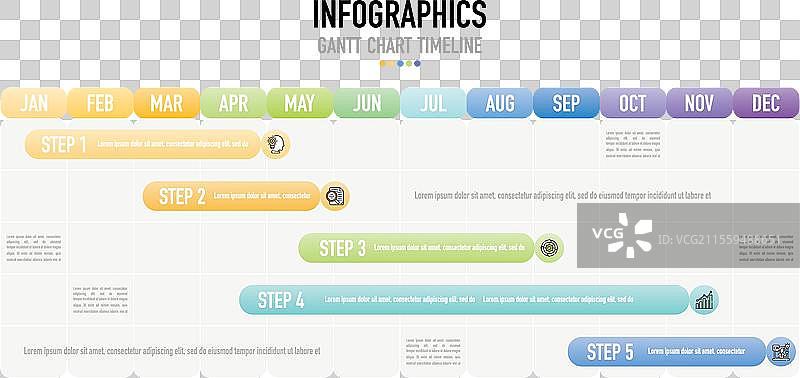 年度甘特图时间线信息图图片素材