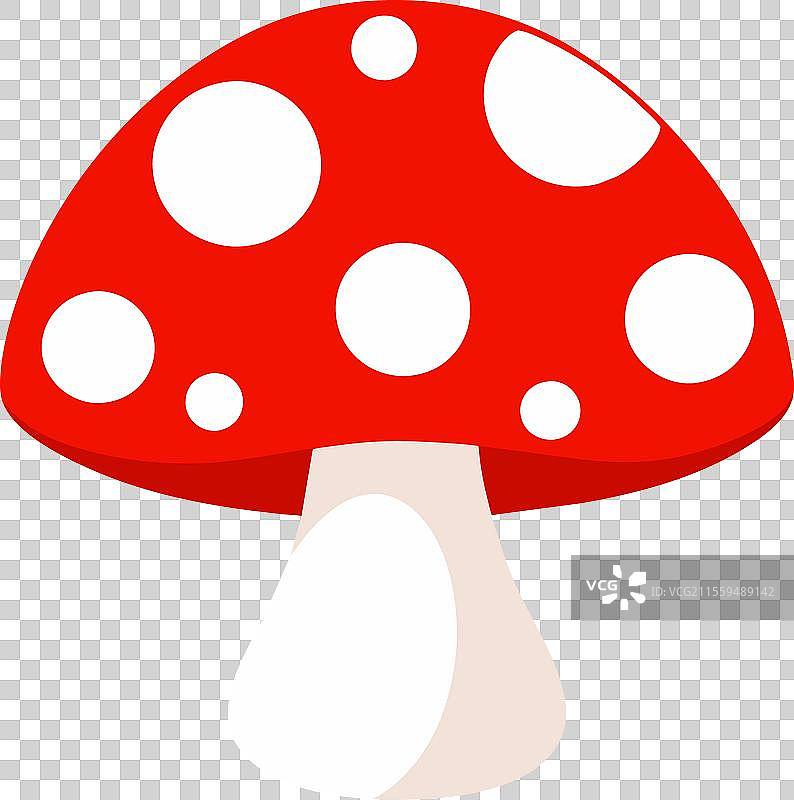 一幅红色蘑菇带有白色斑点的卡通画图片素材