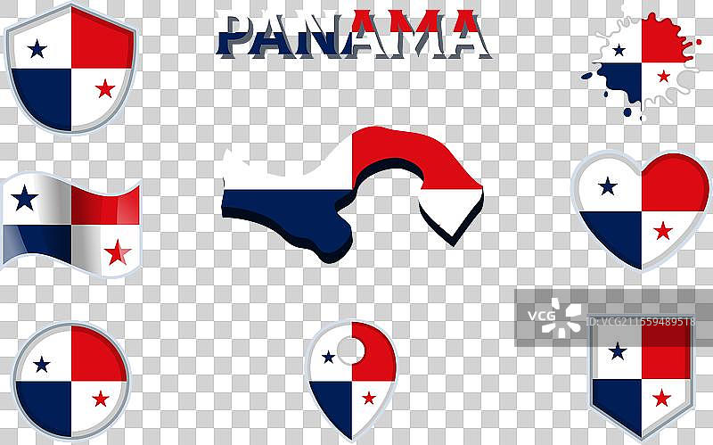 巴拿马国旗的平面集合图片素材