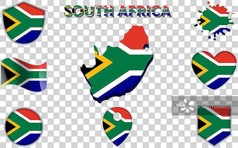 南非的平面国旗集合图片素材