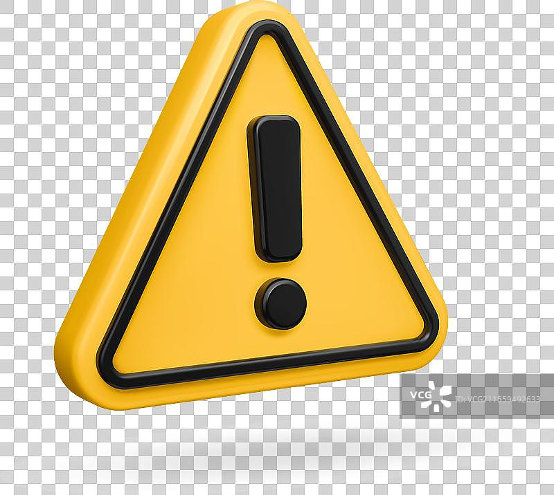 3D警告标志注意标记小心图标图片素材