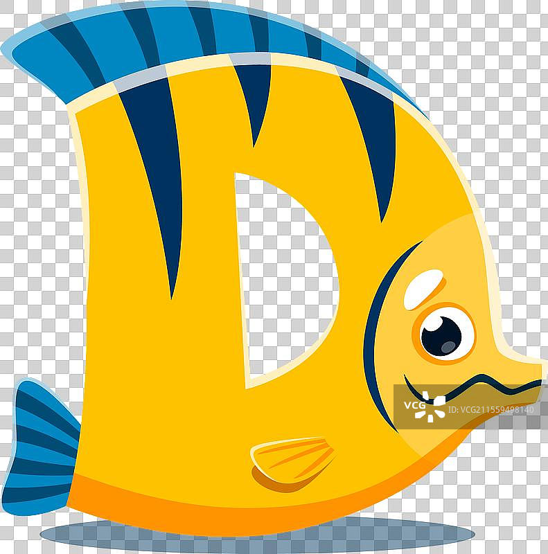 海洋动物水下字母d卡通鱼图片素材