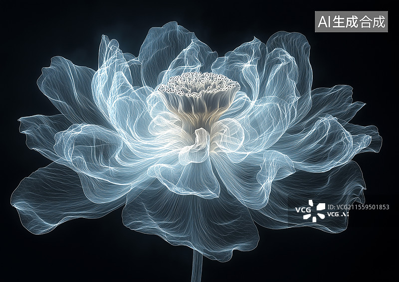 【AI数字艺术】白色唯美的艺术莲花图片素材