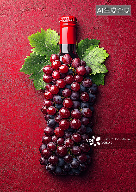 【AI数字艺术】一瓶葡萄酒概念图图片素材