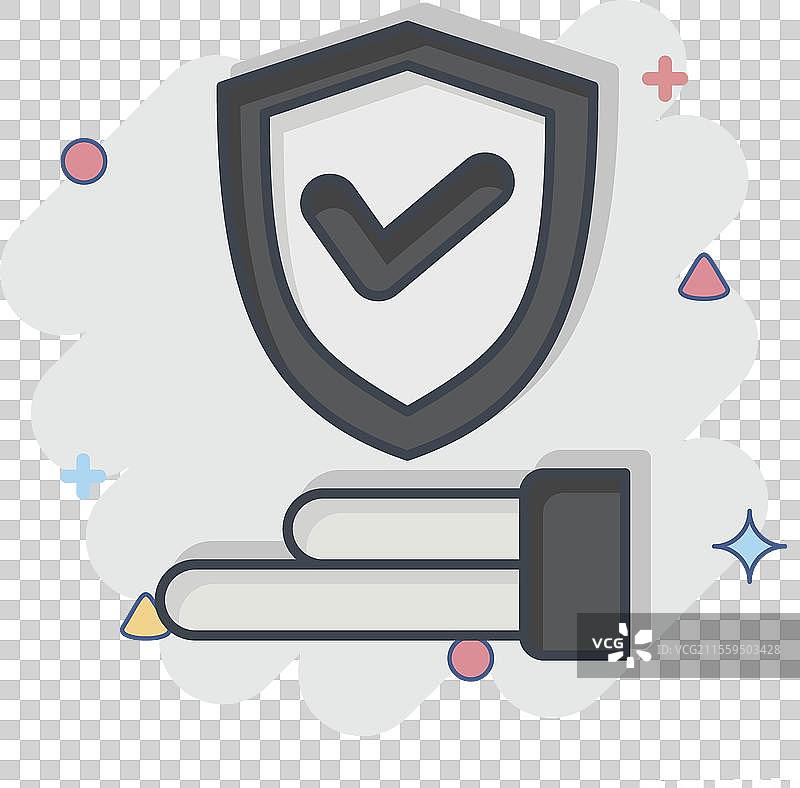 与安全符号相关的保险图标漫画图片素材